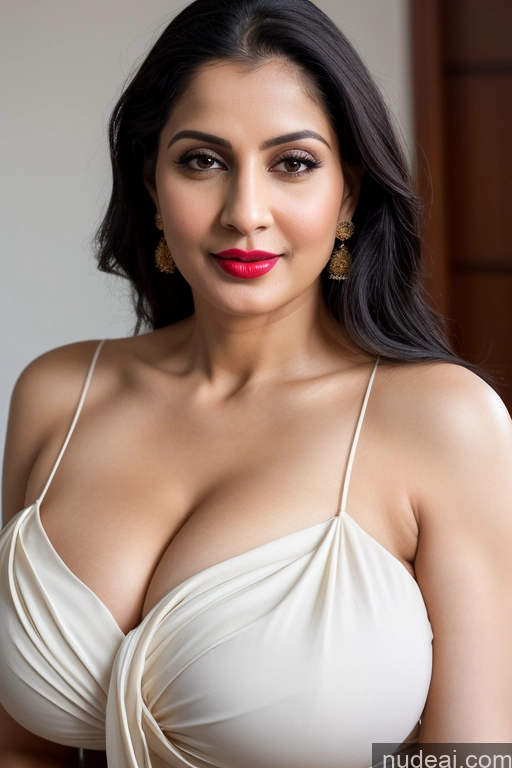 related ai porn images free for Woman One Huge Boobs Beautiful Lipstick Fairer Skin 40s Black Hair Slicked White Close-up View Sari Cleavage Simple