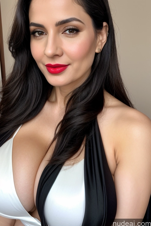 related ai porn images free for Woman One Huge Boobs Beautiful Lipstick Fairer Skin 40s Black Hair Slicked White Close-up View Sari Cleavage Simple