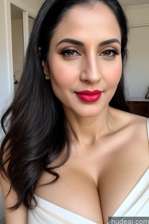 related ai porn images free for Woman One Huge Boobs Beautiful Lipstick Fairer Skin 40s Black Hair Slicked White Close-up View Sari Cleavage Simple