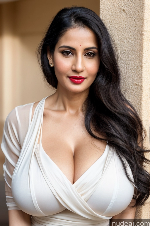 related ai porn images free for Woman One Huge Boobs Beautiful Lipstick Fairer Skin 40s Black Hair Slicked White Close-up View Sari Cleavage Simple