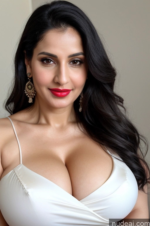 related ai porn images free for Woman One Huge Boobs Beautiful Lipstick Fairer Skin 40s Black Hair Slicked White Close-up View Sari Cleavage Simple