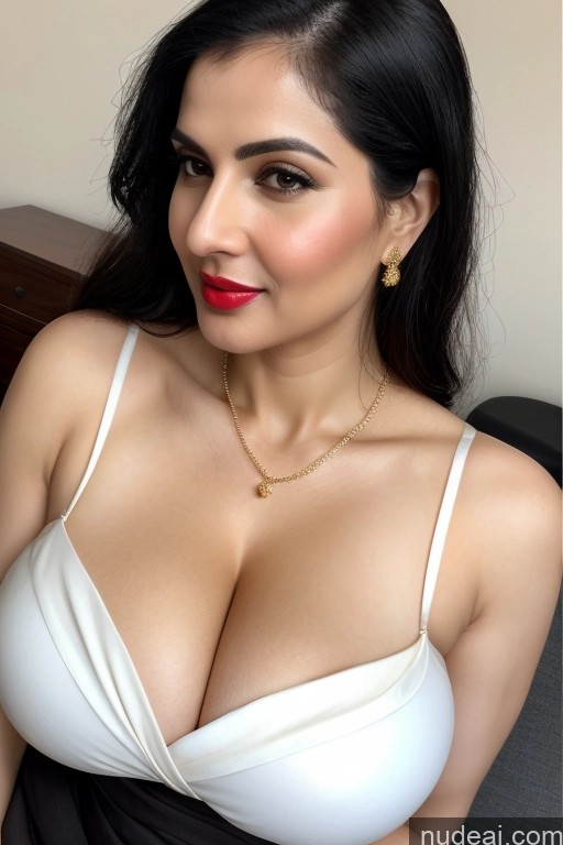 related ai porn images free for Woman One Huge Boobs Beautiful Lipstick Fairer Skin 40s Black Hair Slicked White Close-up View Sari Cleavage Simple