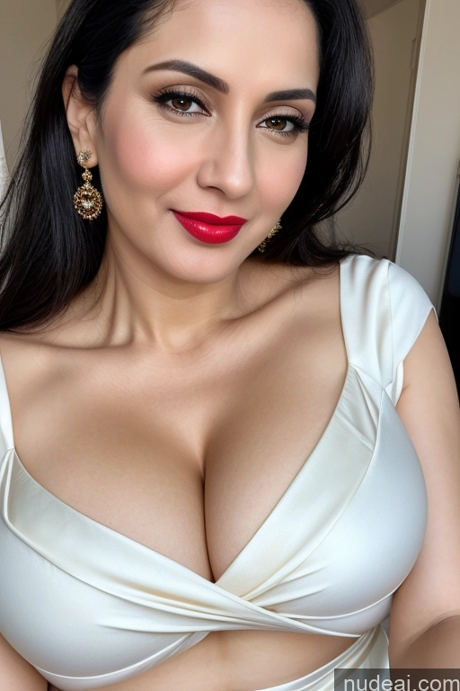 related ai porn images free for Woman One Huge Boobs Beautiful Lipstick Fairer Skin 40s Black Hair Slicked White Close-up View Sari Cleavage Simple