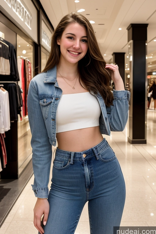 related ai porn images free for Sorority One Small Tits Tall Fairer Skin 18 Happy Brunette Straight White Mall Front View Jeans Crop Top Jacket Shirt