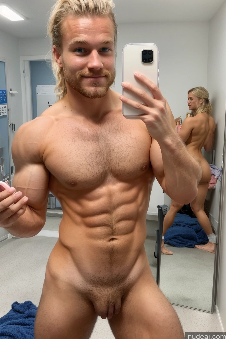 ai nude image of there is a man that is taking a picture of himself in the mirror pics of Hairy Women Pubic Hair Muscular Scandinavian Hospital Athlete Small Tits Several Mirror Selfie