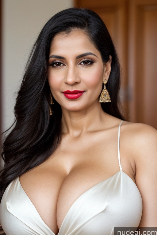 related ai porn images free for Woman One Huge Boobs Beautiful Lipstick Fairer Skin 40s Black Hair Slicked White Close-up View Sari Cleavage Simple