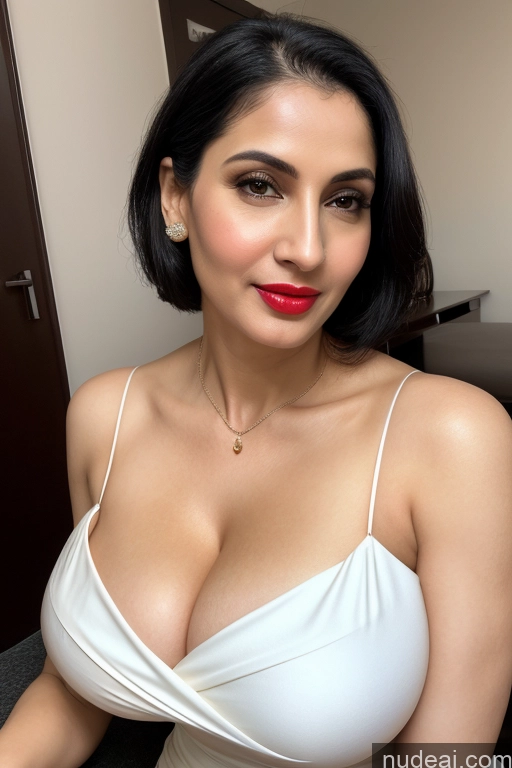 related ai porn images free for Woman One Huge Boobs Beautiful Lipstick Fairer Skin 40s Black Hair Slicked White Close-up View Sari Cleavage Simple