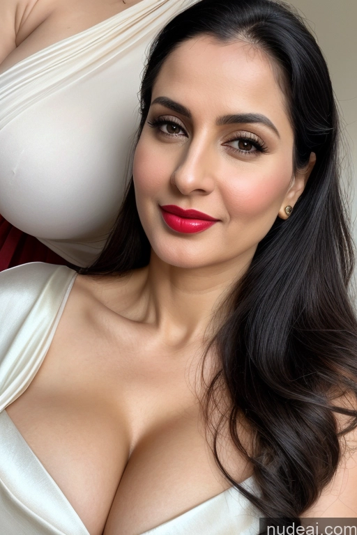 related ai porn images free for Woman One Huge Boobs Beautiful Lipstick Fairer Skin 40s Black Hair Slicked White Close-up View Sari Cleavage Simple