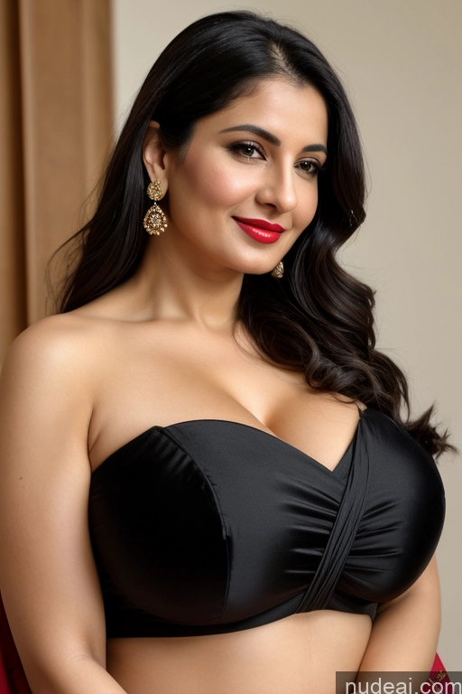 related ai porn images free for Woman One Huge Boobs Beautiful Lipstick Fairer Skin 40s Black Hair Slicked White Close-up View Sari Cleavage Simple