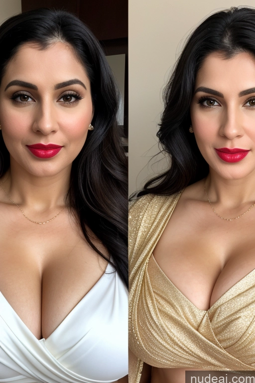 related ai porn images free for Woman One Huge Boobs Beautiful Lipstick Fairer Skin 40s Black Hair Slicked White Close-up View Sari Cleavage Simple