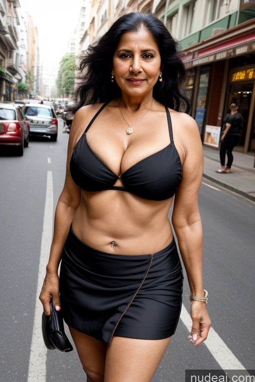 ai nude image of woman in black bikini walking down the street in a city pics of Milf One Busty Big Ass 70s Black Hair Long Hair Indian Cleavage Street Bikini Mini Skirt