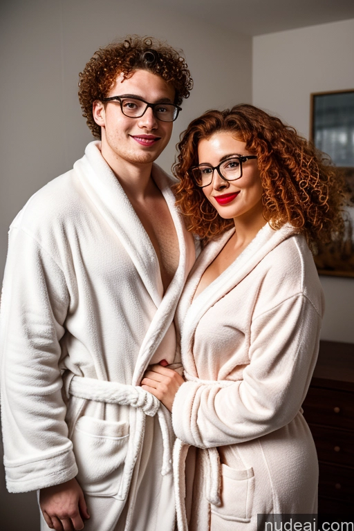 related ai porn images free for 18 Woman + Man Two Perfect Boobs Glasses Lipstick Ginger Curly Hair Bathrobe German Bedroom