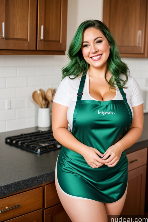 related ai porn images free for Woman One Busty Beautiful Big Ass Thick Big Hips Long Hair Apron 30s Happy Cleavage Detailed Fat Alternative Spandex Green Hair Bra