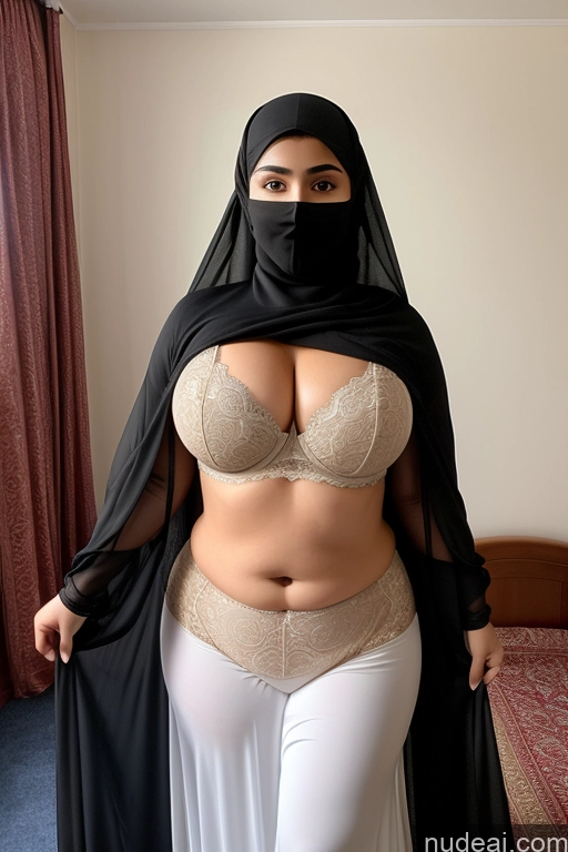 ai nude image of araffe woman in a black veil and white pants posing for a picture pics of 18 Niqab Arabic Thick Big Hips Busty Bedroom