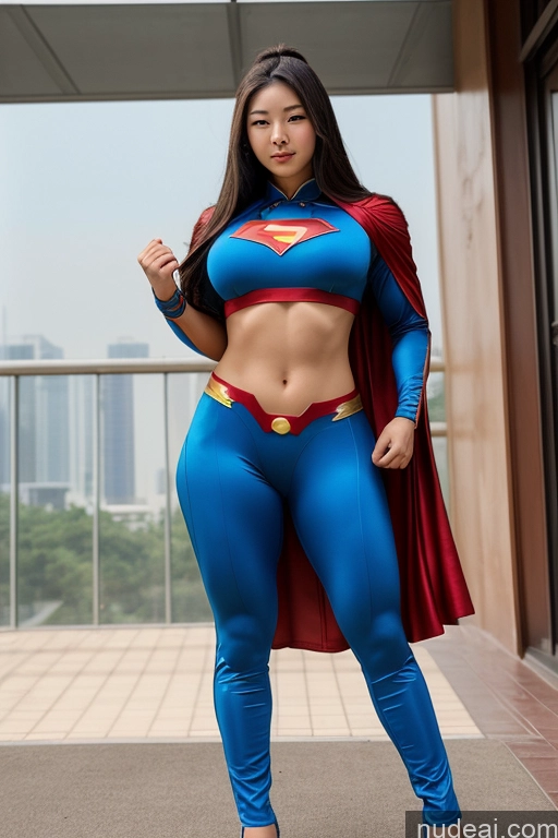 ai nude image of araffe woman in a superman costume posing for a picture pics of Thick Huge Boobs Big Hips Big Ass Muscular Superhero Suit Chinese 18