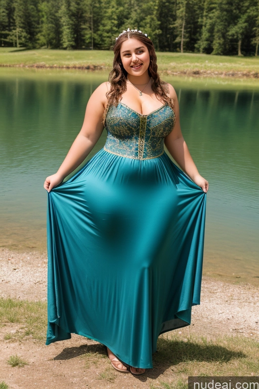 ai nude image of a pregnant woman in a blue dress standing by a lake pics of Dress Medieval Jewelry Thick Big Hips Big Ass 18 Lake Spreading Legs