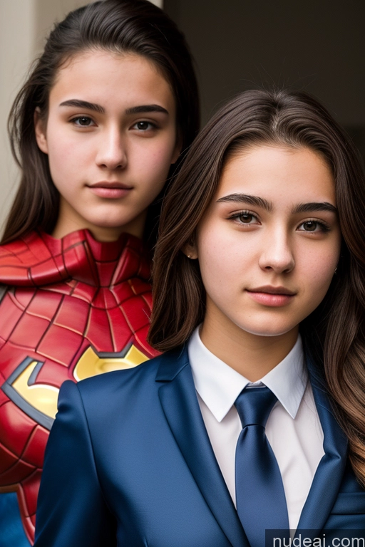 ai nude image of there are two young women dressed up as superheros and one is wearing a suit pics of 18 Superhero Suit