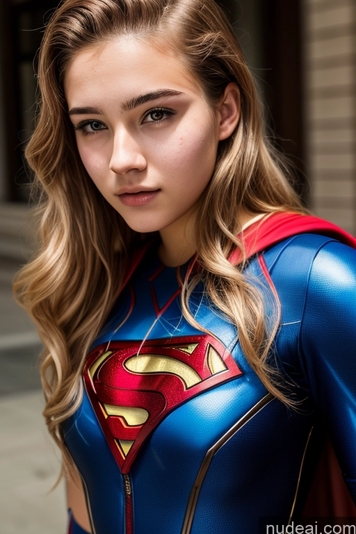 ai nude image of a close up of a woman in a superman costume posing for a picture pics of 18 Superhero Suit