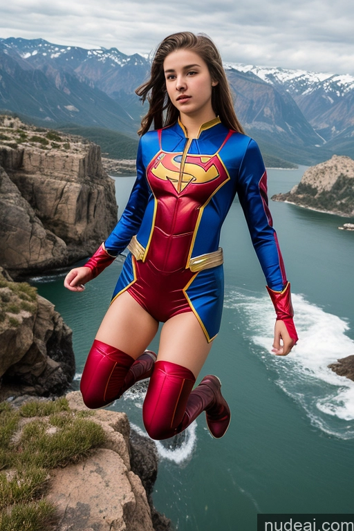 ai nude image of araffe woman in a superman costume jumping off a cliff pics of 18 Superhero Suit Jumping