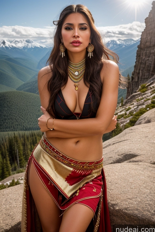 related ai porn images free for Woman One Pubic Hair 40s Seductive Pouting Lips Beautiful Native American Jewelry Gold Jewelry Detailed Traditional Tribal Tunic Mountains