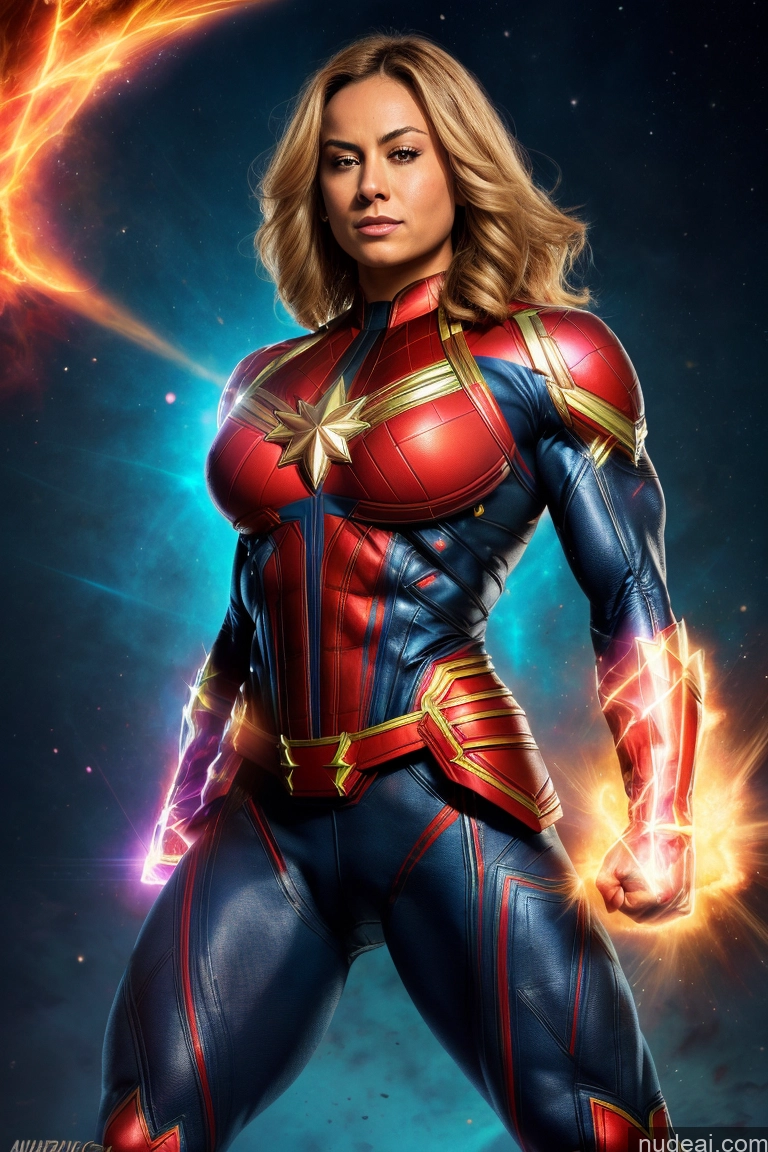 ai nude image of a woman in a captain marvel costume standing in front of a cosmic background pics of Captain Marvel Muscular Abs Squirt Busty Perfect Boobs Bodybuilder Powering Up Perfect Body