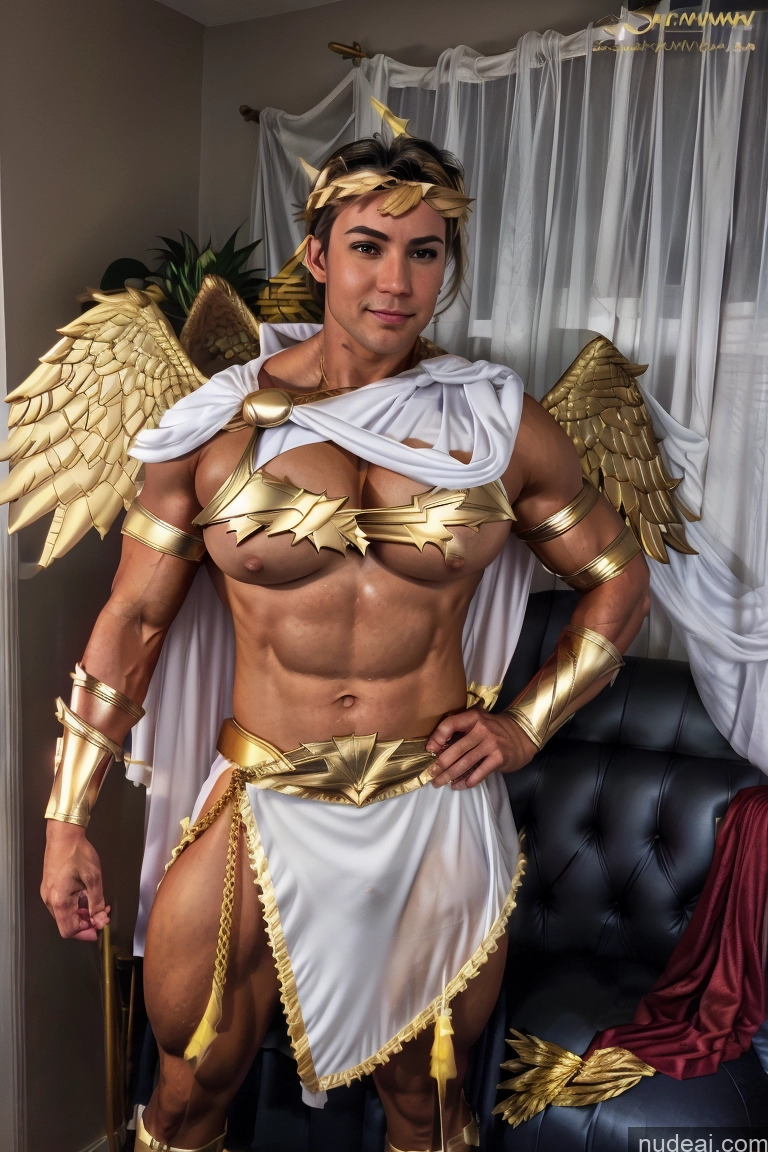 Huge Boobs Muscular Abs Menstoga, White Robes, In White And Gold Costumem, Gold Headpiece, Gold Belt, Gold Chain Fairer Skin Superhero Captain Marvel Bodybuilder Batwoman Hawkgirl Mary Thunderbolt Spider-Gwen Perfect Boobs Busty Powering Up Power Rangers Captain Planet