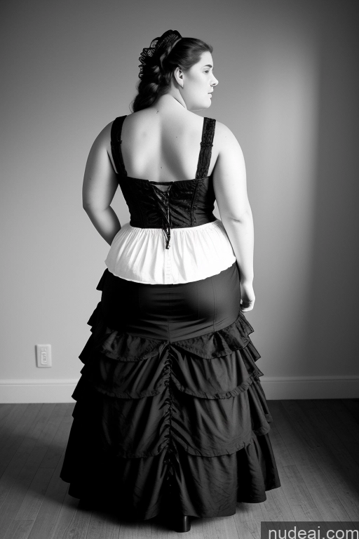 ai nude image of arafed woman in a black and white dress standing in a room pics of 18 Chubby Big Ass Big Hips Dress Back View Black And White Victorian