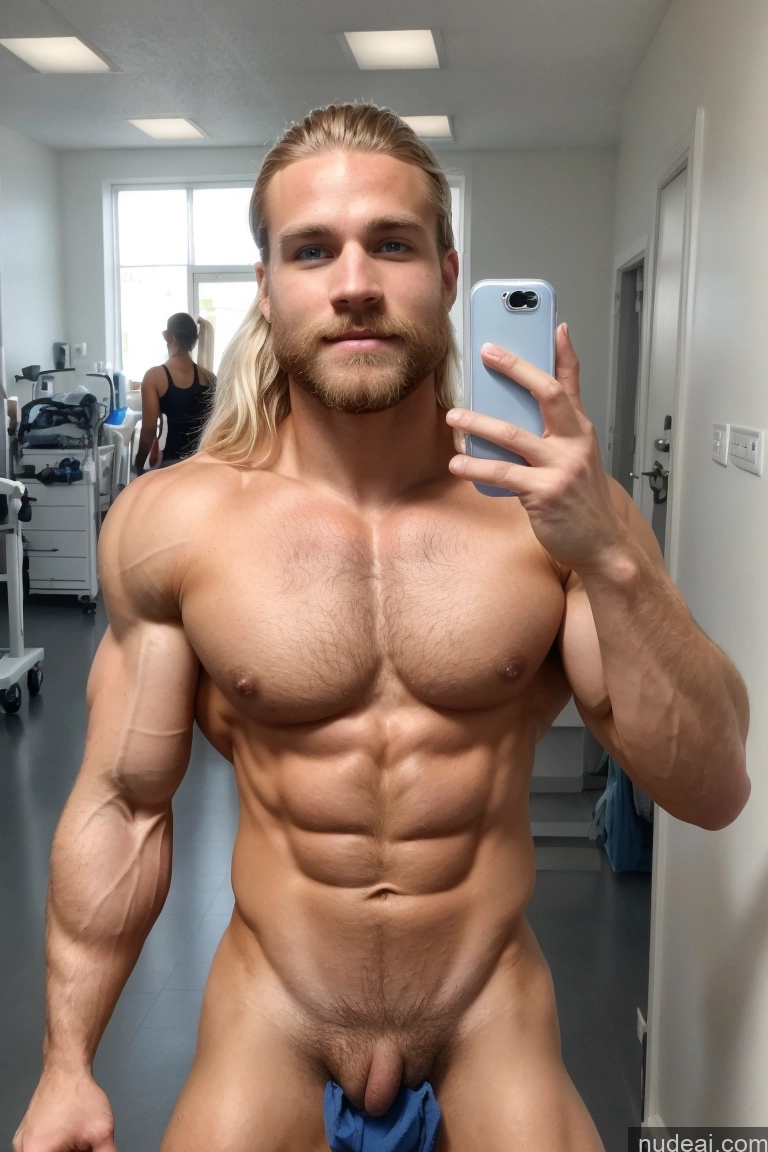 ai nude image of arafed man with a beard and no shirt taking a selfie pics of Pubic Hair Hairy Women Muscular Bodybuilder 20s Scandinavian Several Mirror Selfie Hospital Perfect Boobs