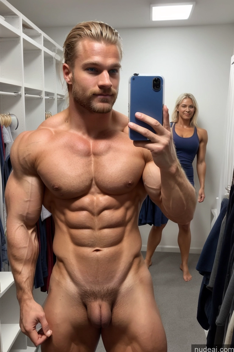 ai nude image of arafed man taking a selfie in a mirror in a closet pics of Pubic Hair Hairy Women Muscular Bodybuilder Several Scandinavian Mirror Selfie Changing Room Perfect Boobs