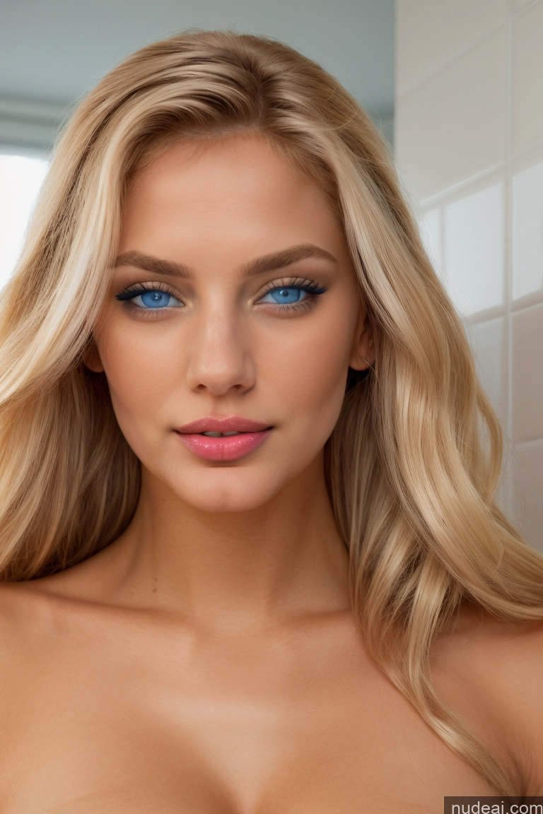 ai nude image of blond woman with blue eyes and a big breast posing for a picture pics of Busty Perfect Boobs Beautiful Lipstick Muscular Skinny Abs Long Legs Tall Perfect Body Fairer Skin Fake Breasts Deep Blue Eyes Blonde Blonde Bardot Hair Russian Skin Detail (beta) Bathroom Nude Bright Lighting Detailed Happy Dutch Doll Likeness Model