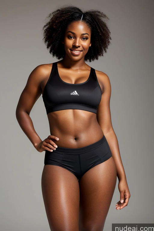 ai nude image of arafed woman in a black sports bra top and black shorts pics of African Athlete Big Ass Big Hips Short Shorts Sports Bra Skinny