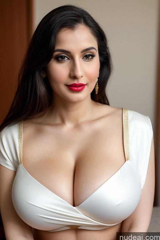 related ai porn images free for Woman One Huge Boobs Beautiful Lipstick Fairer Skin 30s Slicked White Close-up View Sari Cleavage Simple