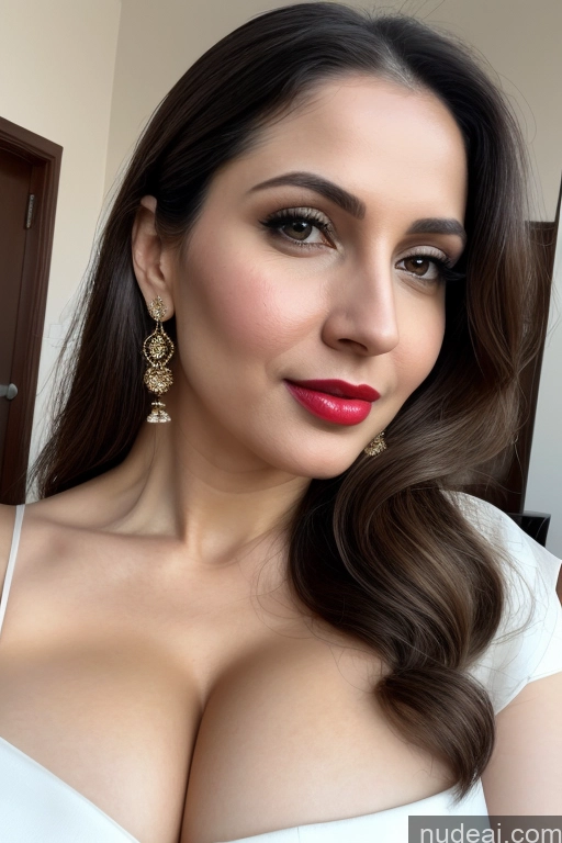 related ai porn images free for Woman One Huge Boobs Beautiful Lipstick Fairer Skin 30s Slicked White Close-up View Sari Cleavage Simple