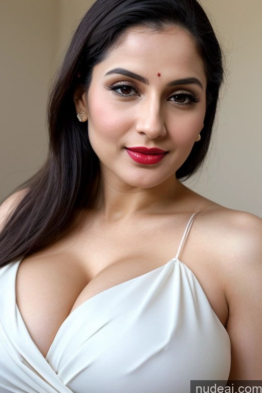 related ai porn images free for Woman One Huge Boobs Beautiful Lipstick Fairer Skin 30s Slicked White Close-up View Sari Simple Cleavage