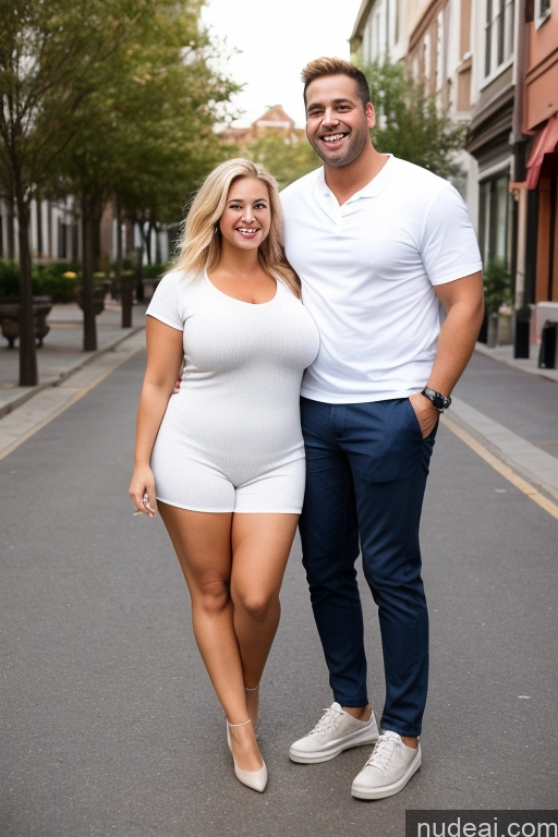 ai nude image of a pregnant woman and a man standing on a street pics of Busty Big Ass Blonde White Fat One Casual Happy 50s Woman + Man