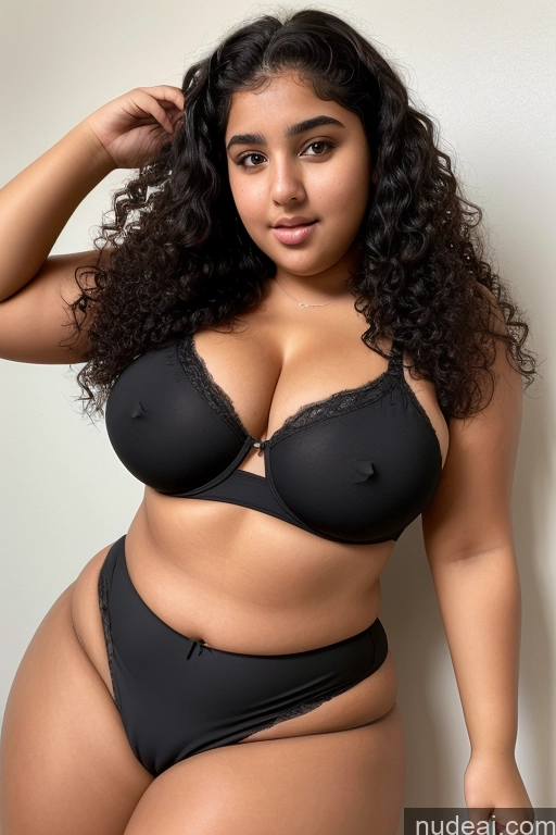 ai nude image of arafed woman in a black bra and black panties posing for a picture pics of Fat Big Ass 18 Black Hair Arabic Perfect Boobs Curly Hair Panties