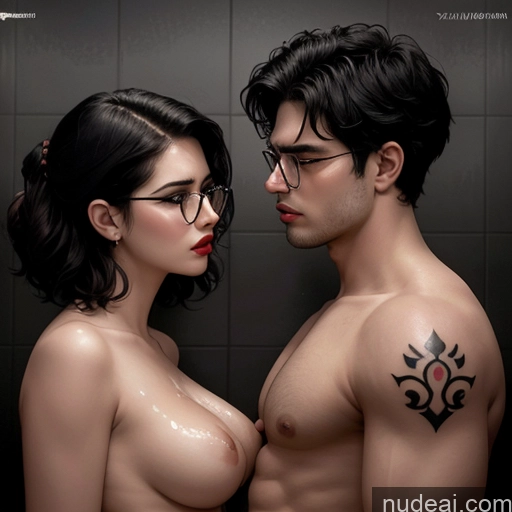 related ai porn images free for Two Perfect Boobs Glasses Lipstick Tattoos Abs Thick Dark Skin 20s Sad Angry Black Hair Pixie Greek Cumshot Nude Woman + Man Dark Fantasy Bathroom Front View