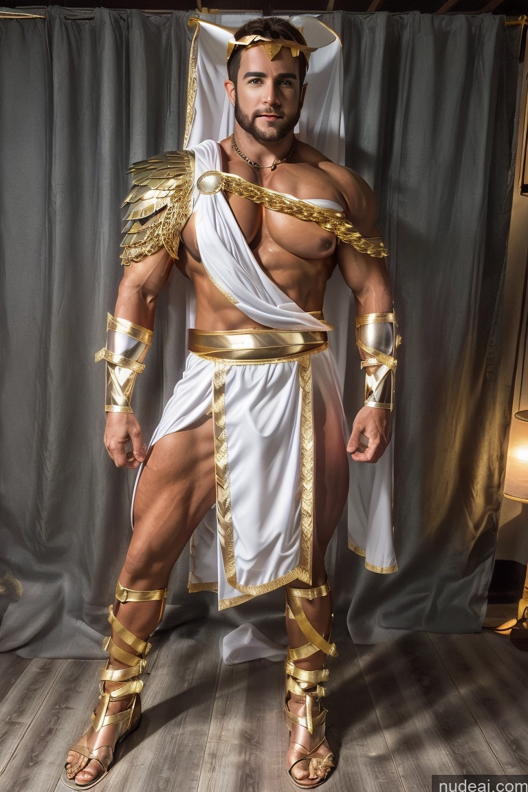 ai nude image of arafed man in a costume posing for a picture pics of Huge Boobs Muscular Abs Menstoga, White Robes, In White And Gold Costumem, Gold Headpiece, Gold Belt, Gold Chain Powering Up Neon Lights Clothes: Purple Superheroine Superhero Busty Perfect Boobs Viking Knight Sci-fi Armor Fantasy Armor