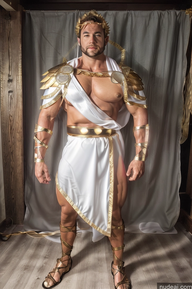 ai nude image of arafed man dressed in a white and gold costume standing in front of a curtain pics of Huge Boobs Muscular Abs Menstoga, White Robes, In White And Gold Costumem, Gold Headpiece, Gold Belt, Gold Chain Powering Up Neon Lights Clothes: Purple Superhero Busty Perfect Boobs Viking Knight Sci-fi Armor Fantasy Armor Woman WhiteHairBlueEye