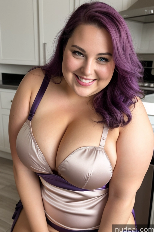 related ai porn images free for Busty Chubby Fat Thick Beautiful 30s Happy Nude Satin Apron Partially Nude Close-up View Alternative Cleavage Laughing Blowjob Purple Hair