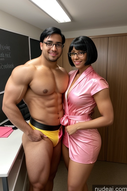 related ai porn images free for Small Tits Beautiful Glasses Thick Long Legs Short Perfect Body 20s Seductive Black Hair Bobcut Teacher Bdsm Cosplay Bright Lighting Woman + Man Two Muscular