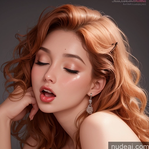 ai nude image of arafed woman with red hair and a pair of earrings on her head pics of One Perfect Boobs Big Ass 18 Ginger Curly Hair Nude Lingerie Model German Ahegao Sexy Face Seductive Orgasm Cumshot