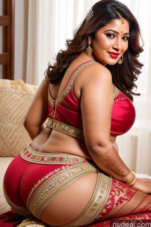 ai nude image of araffe woman in red sari sitting on a couch pics of Indian Beautiful Pubic Hair Big Hips Lipstick Chubby Woman Spreading Legs 50s Big Ass Wedding