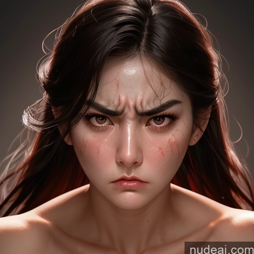 ai nude image of there is a woman with a very large amount of makeup on her face pics of Korean Perfect Boobs Cooking Angry