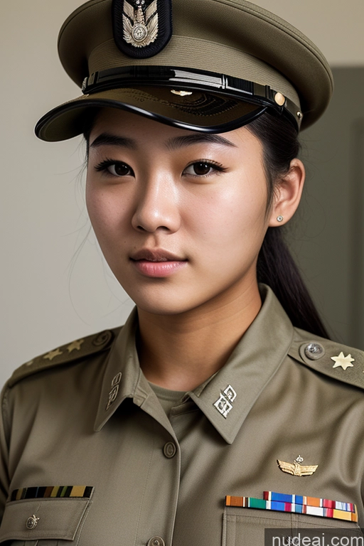 ai nude image of arafed female in uniform posing for a picture in a room pics of Asian 18 Military Woman Big Ass