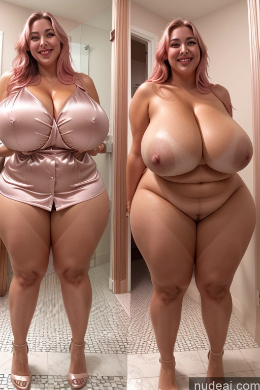 ai nude image of araffe woman with pink hair and big breasts in a bathroom pics of Woman Busty Beautiful Lipstick Big Ass Thick Chubby Happy Long Hair Pink Hair Oiled Body Egyptian Bathroom Nude Satin Huge Boobs 30s Onoff Blouse