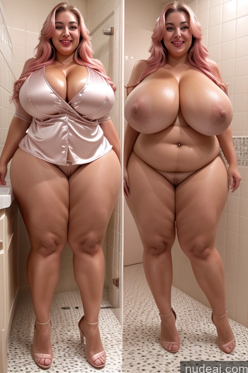 ai nude image of araffe woman with pink hair and big breasts in a bathroom pics of Woman Busty Beautiful Lipstick Big Ass Thick Chubby Happy Long Hair Pink Hair Oiled Body Egyptian Bathroom Nude Satin Huge Boobs 30s Onoff Blouse