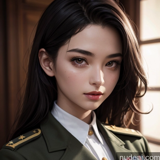 ai nude image of arafed woman in a military uniform posing for a picture pics of Woman 18 Asian Military