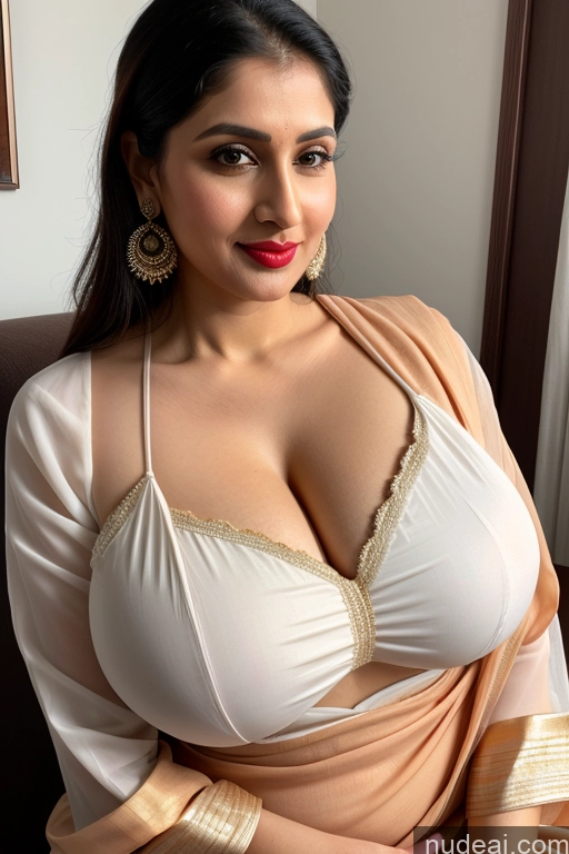 related ai porn images free for Woman One Beautiful Lipstick Fairer Skin Slicked White Sari Simple Salwar Close-up View Cleavage Huge Boobs Perfect Boobs 40s