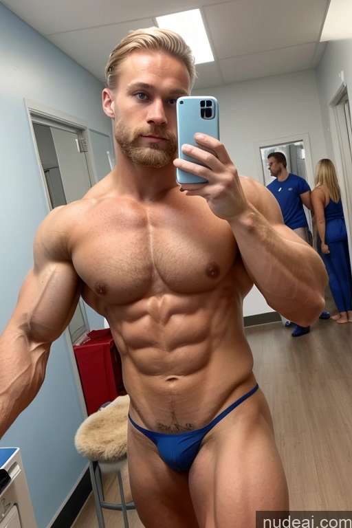 ai nude image of arafed man in a blue thong taking a selfie in a mirror pics of Hairy Women Pubic Hair Skinny Muscular Bodybuilder Scandinavian Perfect Boobs Several Hospital Mirror Selfie